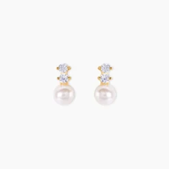 Boucles D'oreilles Pendantes Taima Or Jaune Perle De Culture