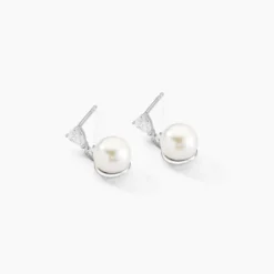 Boucles D'oreilles Pendantes Melya Argent Perle De Culture Et Oxyde