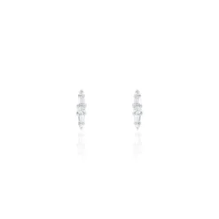 Boucles D'oreilles Puces Adriaan Argent Blanc Oxyde De Zirconium