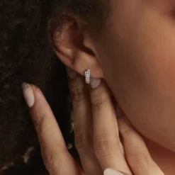 Boucles D'oreilles Puces Aglae Or Blanc Oxyde De Zirconium