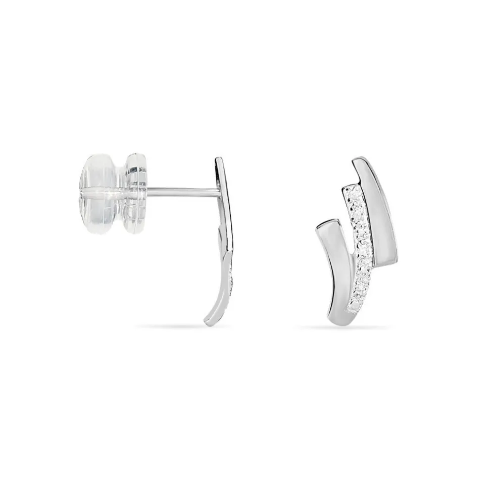Boucles D'oreilles Puces Ainhoa Or Blanc Diamant