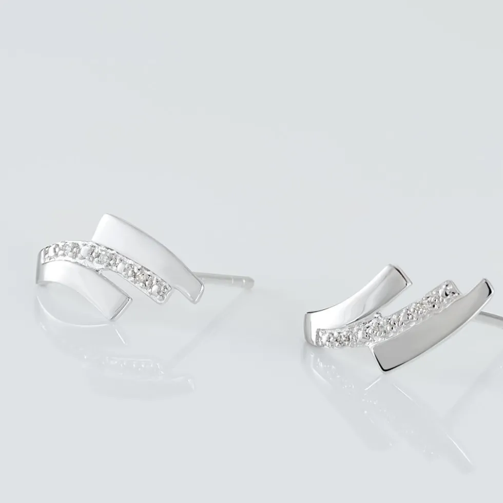 Boucles D'oreilles Puces Ainhoa Or Blanc Diamant