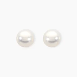 Boucles D'oreilles Puces Akoya Or Jaune Perle De Culture D'akoya