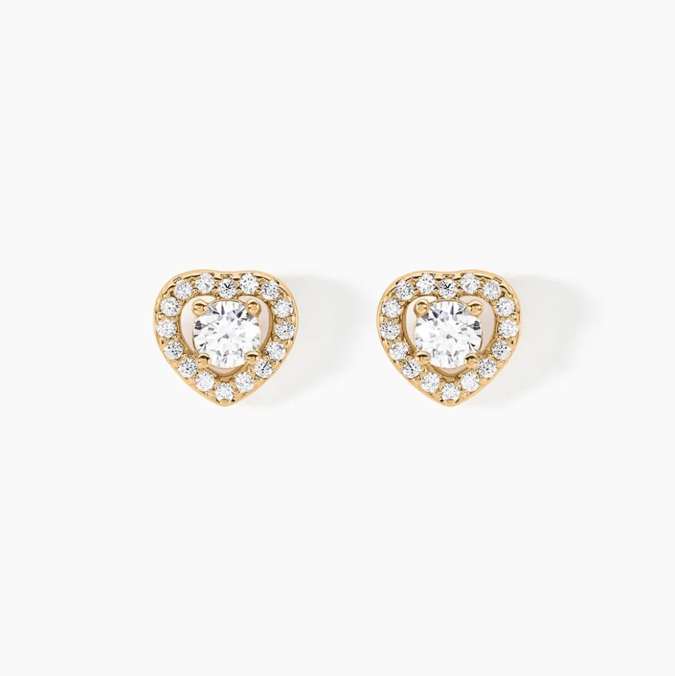 Boucles D'oreilles Puces Alais Plaqué Or Jaune Oxyde De Zirconium