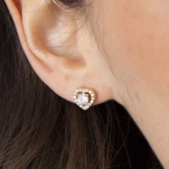 Boucles D'oreilles Puces Alais Plaqué Or Jaune Oxyde De Zirconium