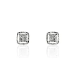 Boucles D'oreilles Puces Alessia Or Blanc Diamant