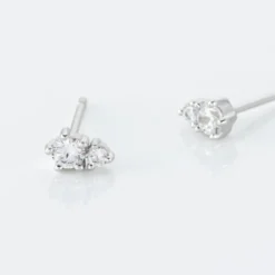 Boucles D'oreilles Puces Almira Argent Blanc Oxyde De Zirconium