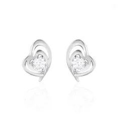 Boucles D'oreilles Puces Alou Argent Blanc Oxyde De Zirconium