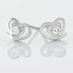 Boucles D'oreilles Puces Alou Argent Blanc Oxyde De Zirconium