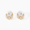 Boucles D'oreilles Puces Aloys Or Jaune Perle De Culture