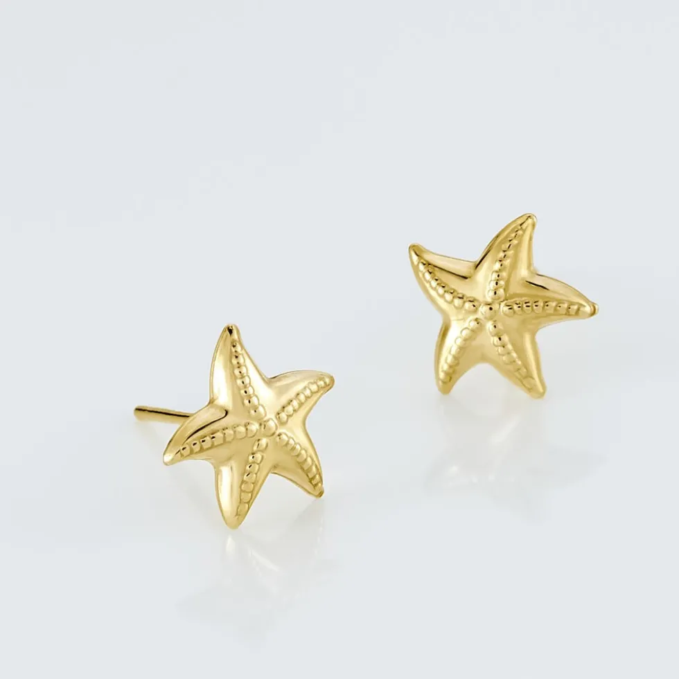 Boucles D'oreilles Puces Alphonsine Etoile De Mer Or Jaune