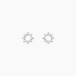 Boucles D'oreilles Puces Ama Argent Blanc Oxyde De Zirconium