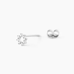 Boucles D'oreilles Puces Ama Argent Blanc Oxyde De Zirconium