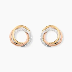 Boucles D'oreilles Puces Amaiur Or Tricolore Oxydes De Zirconium