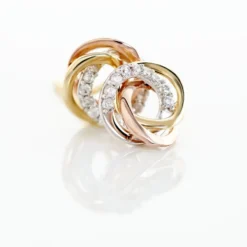 Boucles D'oreilles Puces Amaiur Or Tricolore Oxydes De Zirconium