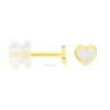 Boucles D'oreilles Puces Amaryllis Coeur Or Jaune Nacre