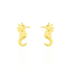 Boucles D'oreilles Puces Ambrosie Hippocampe Or Jaune