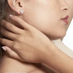 Boucles D'oreilles Puces Anaissa Argent Blanc Oxyde De Zirconium