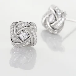Boucles D'oreilles Puces Anasthase Argent Blanc Oxyde De Zirconium