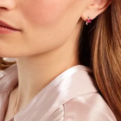 Boucles D'oreilles Puces Angie Or Jaune Rubis Diamant