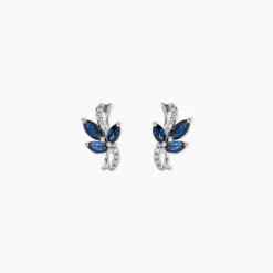 Boucles D'oreilles Puces Angie Or Blanc Saphir Et Diamant
