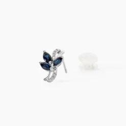 Boucles D'oreilles Puces Angie Or Blanc Saphir Et Diamant