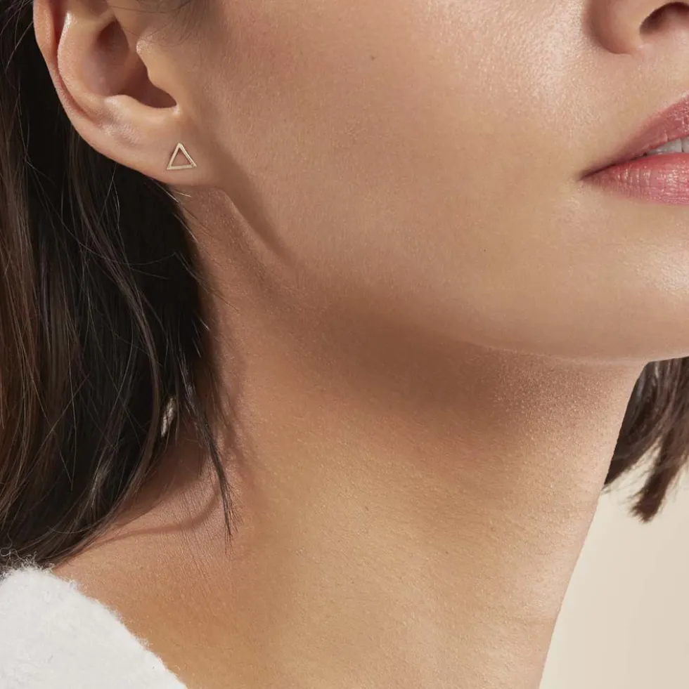 Boucles D'oreilles Puces Anne-berengere Triangle Or Jaune