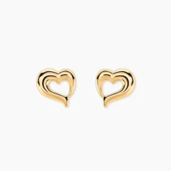 Boucles D'oreilles Puces Anne-maudae Coeurs Or Jaune