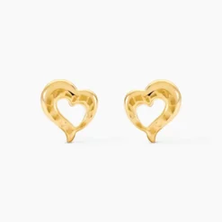 Boucles D'oreilles Puces Anne-maudae Coeurs Or Jaune