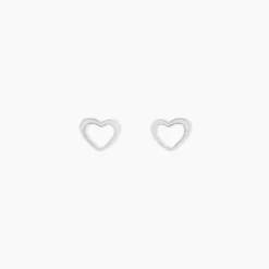Boucles D'oreilles Puces Anne-maudae Coeurs Or Blanc