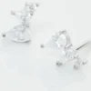 Boucles D'oreilles Puces Anya Argent Blanc Oxyde De Zirconium