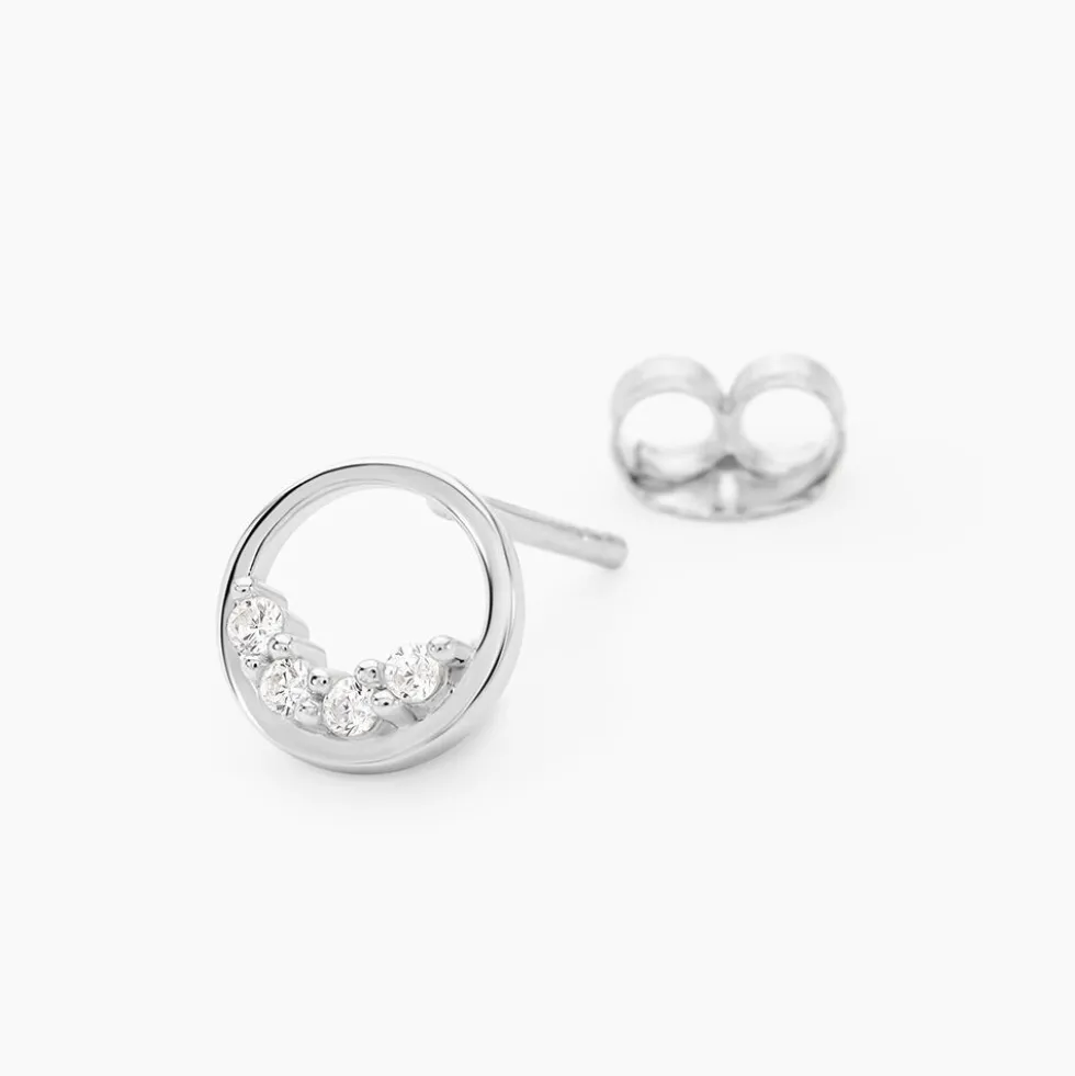 Boucles D'oreilles Puces Argent Blanc Vivence Oxydes De Zirconium