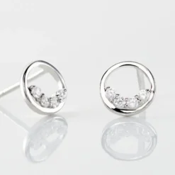 Boucles D'oreilles Puces Argent Blanc Vivence Oxydes De Zirconium