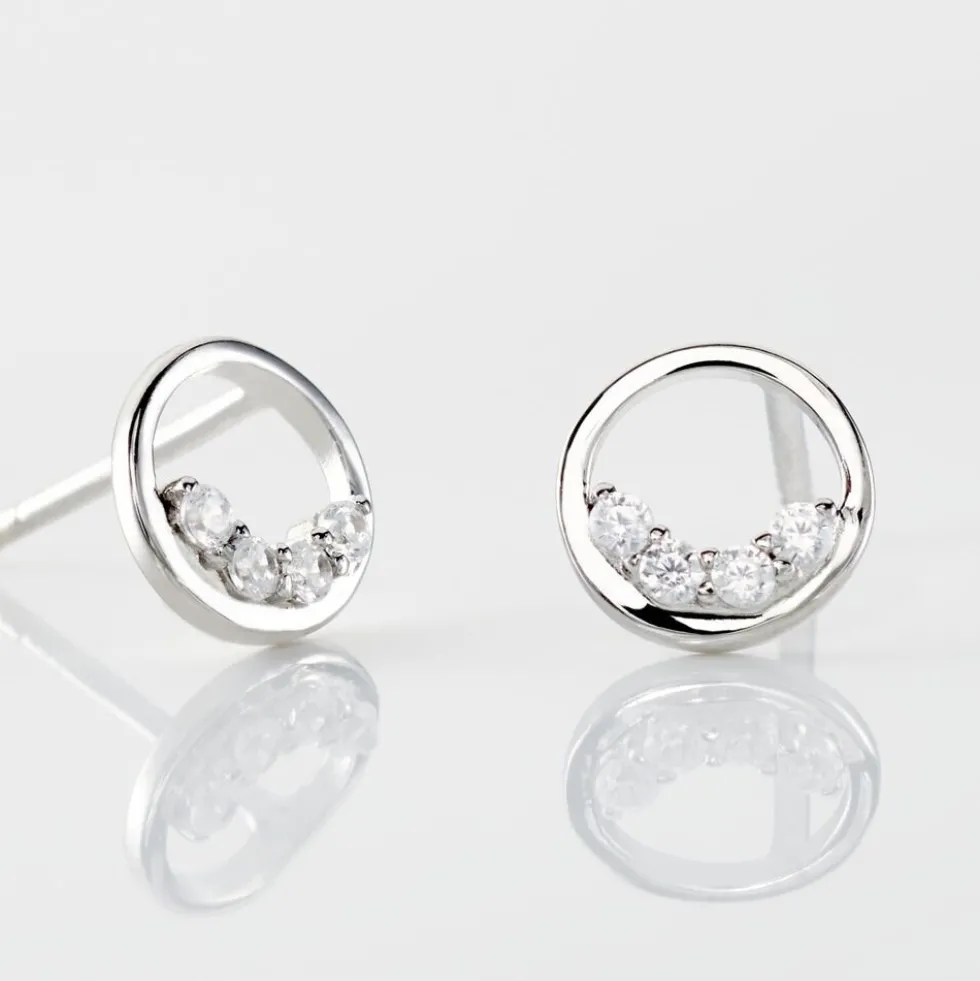 Boucles D'oreilles Puces Argent Blanc Vivence Oxydes De Zirconium