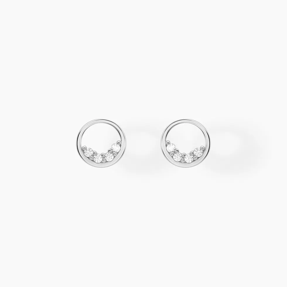 Boucles D'oreilles Puces Argent Blanc Vivence Oxydes De Zirconium