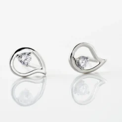 Boucles D'oreilles Puces Argent Blanc Sidonio Oxydes De Zirconium