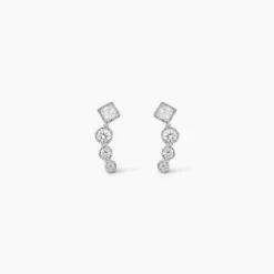 Boucles D'oreilles Puces Argent Blanc Seiko Oxyde De Zirconium