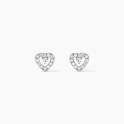 Boucles D'oreilles Puces Argent Blanc Gautiere Oxydes De Zirconium
