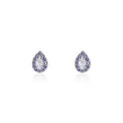 Boucles D'oreilles Puces Argent Blanc Tania Oxydes De Zirconium