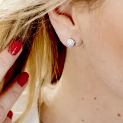 Boucles D'oreilles Puces Argent Blanc Victorin Oxydes De Zirconium