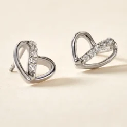 Boucles D'oreilles Puces Arika Argent Blanc Oxyde De Zirconium