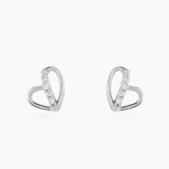Boucles D'oreilles Puces Arika Argent Blanc Oxyde De Zirconium