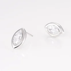 Boucles D'oreilles Puces Arone Argent Blanc Oxyde De Zirconium