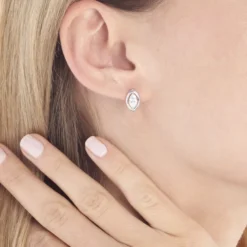 Boucles D'oreilles Puces Arone Argent Blanc Oxyde De Zirconium