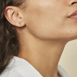 Boucles D'oreilles Puces Ashana Argent Blanc