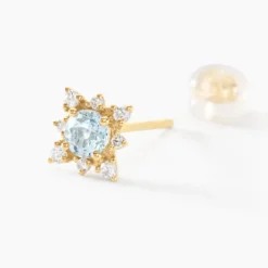Boucles D'oreilles Puces Astrithr Or Jaune Topaze Oxyde De Zirconium