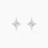 Boucles D'oreilles Puces Astre Precieux Argent Blanc Oxyde