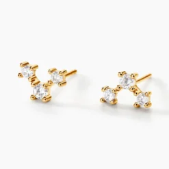 Boucles D'oreilles Puces Athanas Or Jaune Oxyde De Zirconium