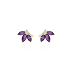 Boucles D'oreilles Puces Augustina Or Jaune Amethyste Oxyde