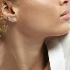 Boucles D'oreilles Puces Augustus Argent Blanc Oxyde De Zirconium